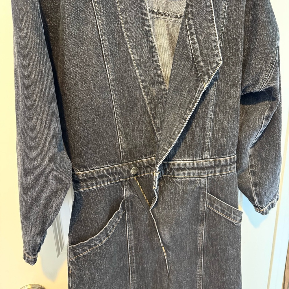 ÉTICA Liv Asymmetric Denim Black Jumpsuit | S - Picture 6 of 10